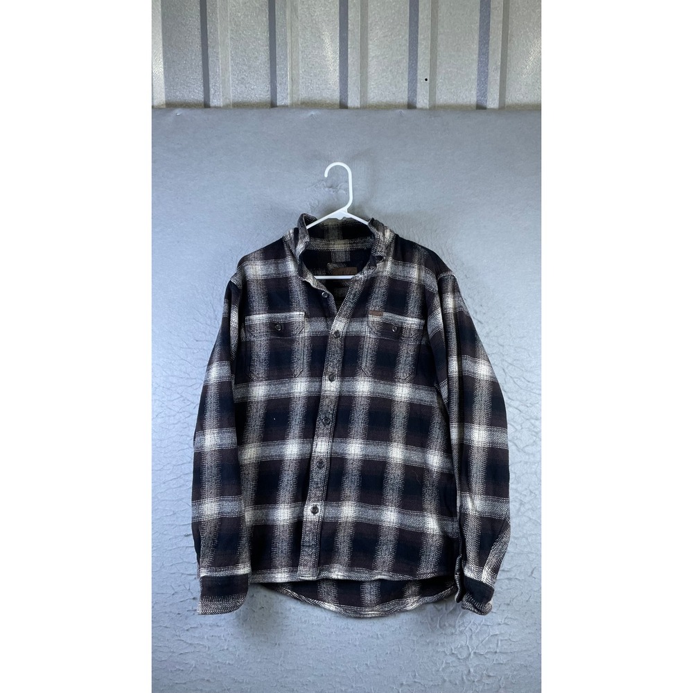 Orvis Flannel Shirt Mens L Brown Excellent Plaid Long Sleeve Button Down